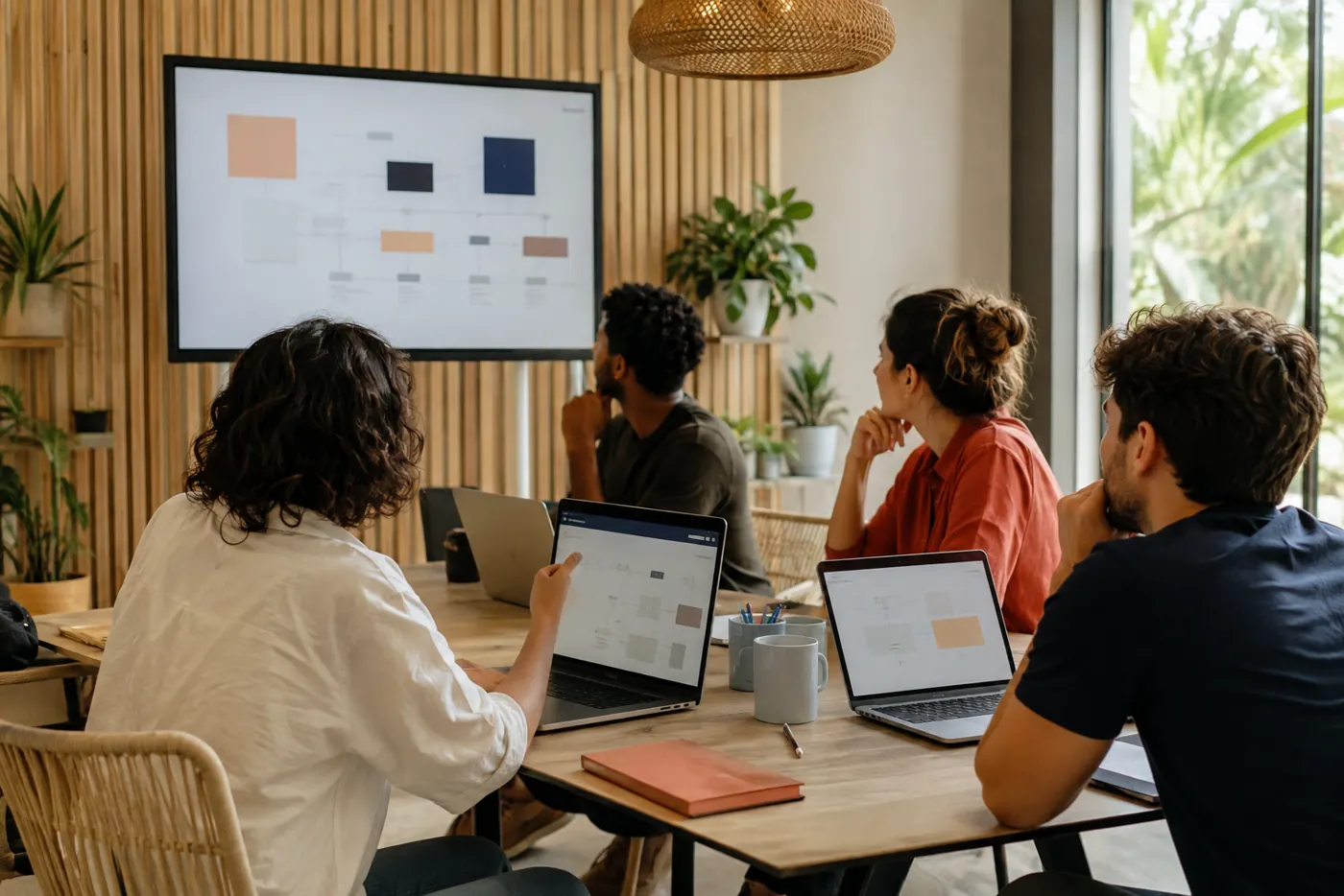 Adultos participando de uma aula prática sobre ferramentas de inteligência artificial
